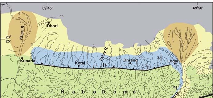 Figure 2. a, Geomorphological map of the study area showing major geomorphic units. Locations of the sections studied and ground penetrating radar (GPR) sites are also shown.
