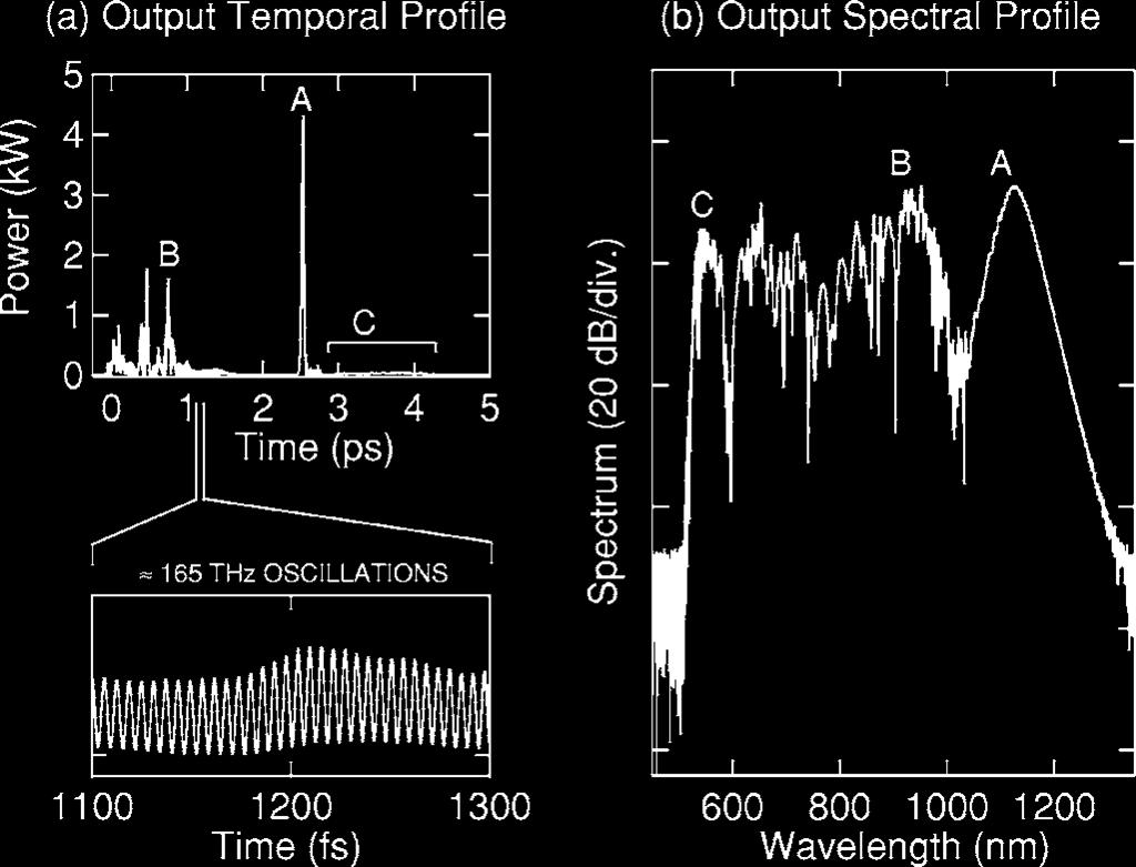 Dudley, Genty, and Coen: Supercontinuum generation in photonic 1149 FIG. 4. Detailed view of output a temporal and b spectral characteristics.