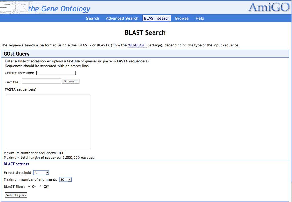 GOST-Gene Ontology blast Blast a protein sequence against all gene products
