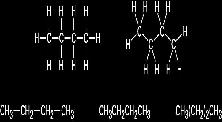 structure does not show bonds but lists atoms, such as CH 3 CH