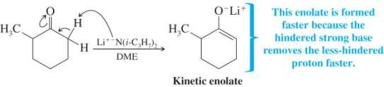 Regioselective Formation of Enolate Anions Unsymmetrical ketones can form two different enolates The thermodynamic enolate is the most stable enolate i.e. the one with the more highly substituted