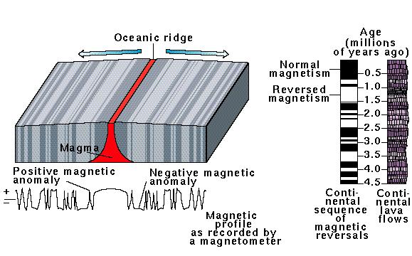 Magnetic Data and the Mid Ocean Ridge Rift valley an example of an Oceanic crust divergent boundary