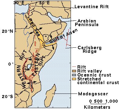 Continental East African Divergent Rift Valley boundary East African Rift