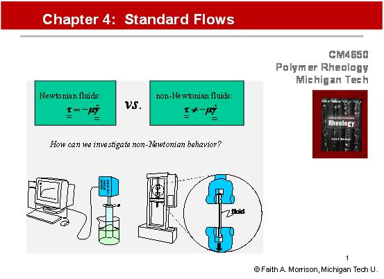 CM465 Lectures -3: Intro, Mathematical //6 We seek to quantify the behavior of non- Newtonian fluids Procedure:. Choose a flow type (shear or a type of elongation).