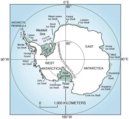 Image 2: Outline Map of Antarctica Credit: USGS Satellite: none Sensor: none Image date: 1998 You may have seen this kind of map before.