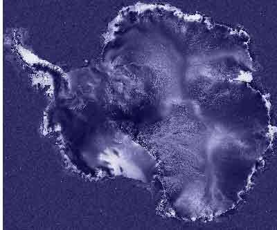 Image 5: Surface Texture of Antarctica Antarctic Exploration Investigation One Credit: NASA Satellite: RADARSAT Sensor: radar Image dates: 18 days in the Antarctic spring of 1997 This is a radar