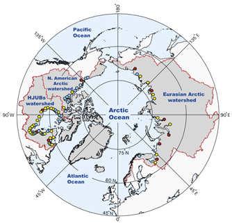 Heat Source from Rivers Arctic sea ice: Warm river water discharge Antarctic sea