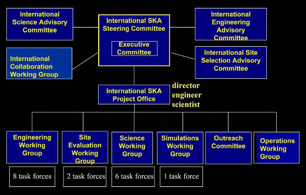 International SKA Projet old management structure (2005) The SKA project was
