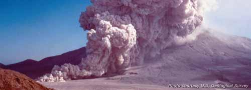 pyroclastic flow - a destructive cloud of volcanic material that moves quickly down the side of a volcano after an explosive eruption.