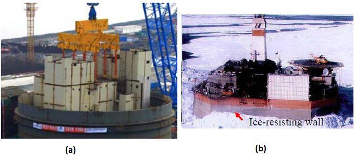 Figure 2: Comparison of construction time of SC and RC structures [5] Figure 3: (a) Containment module of AP1000 reactor [5] (b)