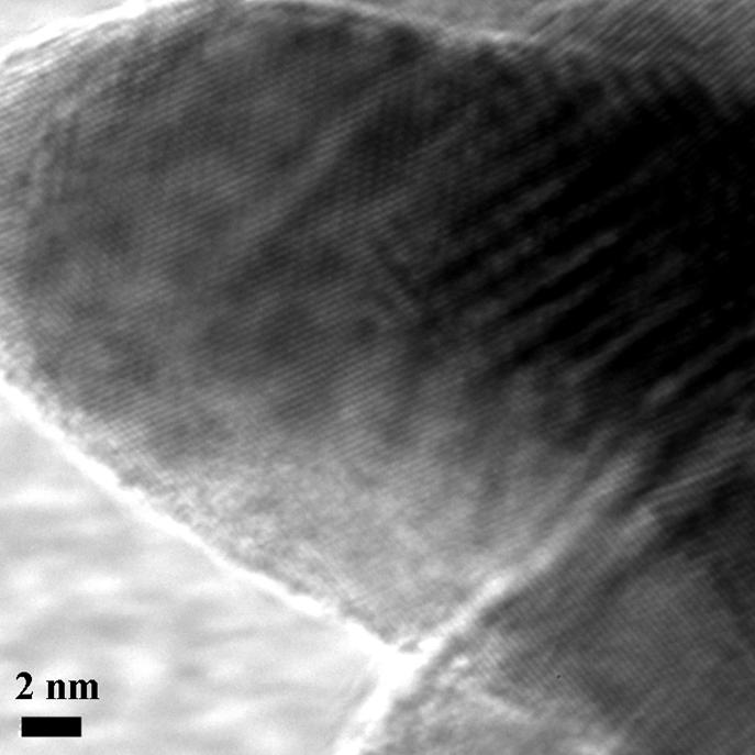 Fig. S3 HRTEM image of one single CuO NT, clearly showing a highly