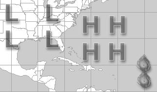 7. In the Aim-a-Hurricane game, which combination of High, Low, and hurricane positions keep the hurricane in the Atlantic Ocean, never letting it move past 75 west longitude?