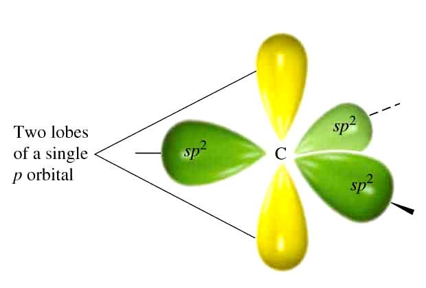 Compounds Containing Double Bonds The single 2p orbital is perpendicular to the
