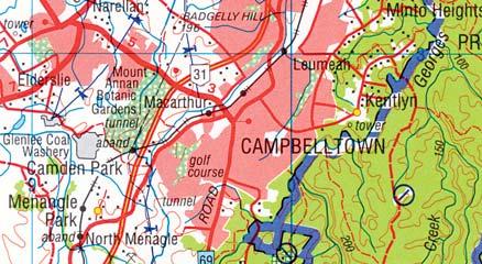 Segment of a 1:100 000 scale map of Campbelltown. Distance Most topographic maps include a scale bar that you can use to determine the distance between two points on the map.