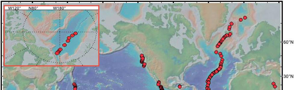 Volcanism beneath mid-ocean ridges 60,000 km of mid-ocean ridges Sample types