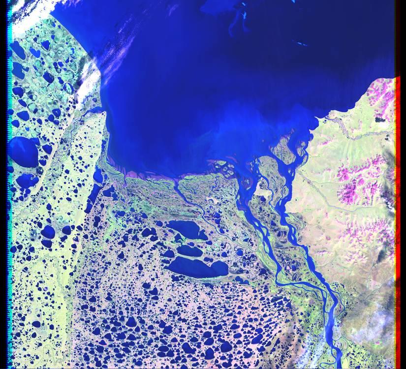 IMAGE ACQUIRED AUGUST 3, 2002 Kolyma River delta, Russia, Asia LAT. 69 36 N, LONG.