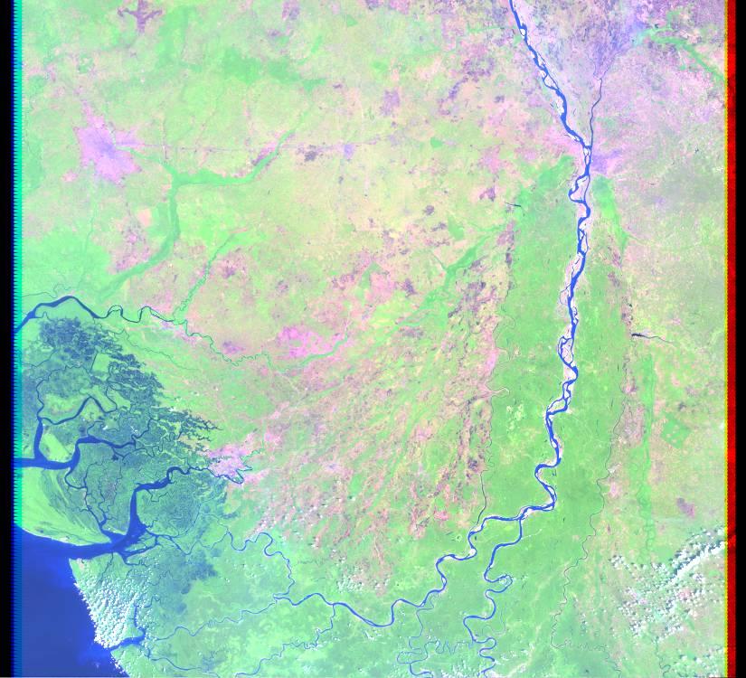 Niger River Delta, Nigeria, Africa LANDMASS DRAINED BASIN OF DEPOSITION AIR TEMP RANGE TIDAL AMPLITUDE MEAN WAVE HEIGHT DISCHARGE LAT. 5 47 N, LONG.