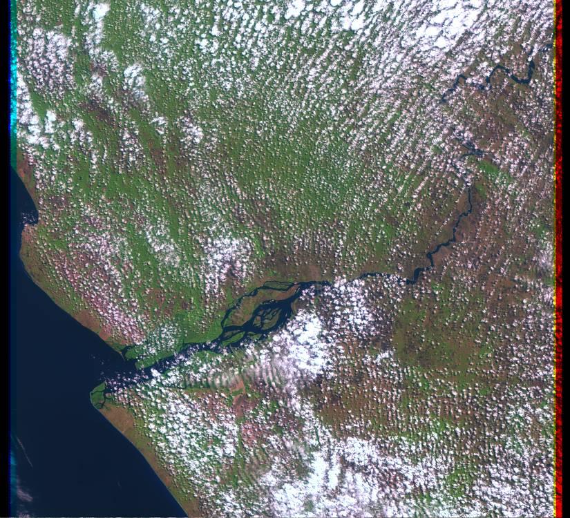 IMAGE ACQUIRED AUGUST 22, 1999 Zaire River delta, Congo, Africa LAT. 05 47 S, LONG.