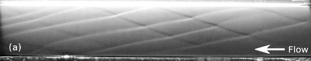 2 O. Devauchelle et al. Figure 1. Various bedforms observed on the granular bed of a a laminar flume (Devauchelle et al. 2008). The flow is from right to left.