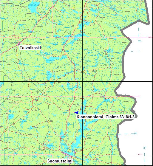 Claims Kuohunsuo 2-3 and Sipsanaho 1 (6318/1-3). (Map Grid 50 km x 50 km) Key words: gold exploration Kummunkatu 34, P.