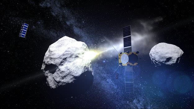 AIM = Asteroid Impact Mission Part of AIDA (Asteroid Impact Deflection Assessment) Two parallel studies ongoing (funded by General Studies Programme) QuinetiQ in Belgium OHB in Germany http://www.