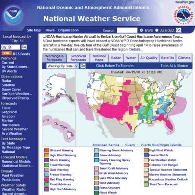 Page 4 Graphical forecast for Georgia available at the NWS web site. National Weather Service http://www.weather.gov/view/national.