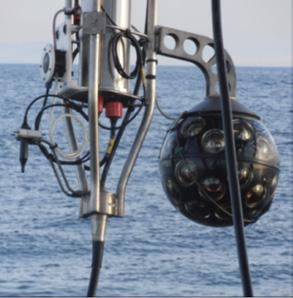 Figure 3. The PPM-DOM installed in Toulon in 2013, and connected to the ANTARES instrumentation line. Figure 4. The PPM-DU was deployed in Capo Passero in 2014. reconstruction is close to 10 cm.