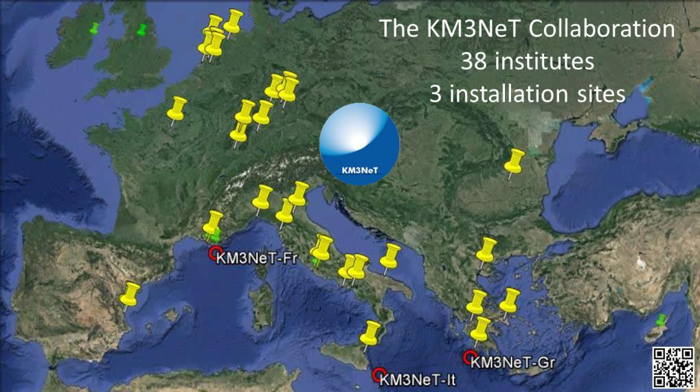 KM3NeT in the Mediterranean Environmental parameters Mediterranean Sea salt water 3 installation sites
