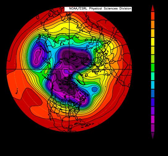 Typical pattern of 500 hpa height (left)