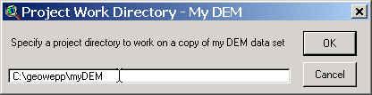 Appendix 1: Using your own DEM and Images Set default project directory.