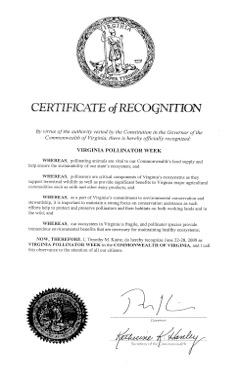 By proclamation, Virginia Governor Timothy M.