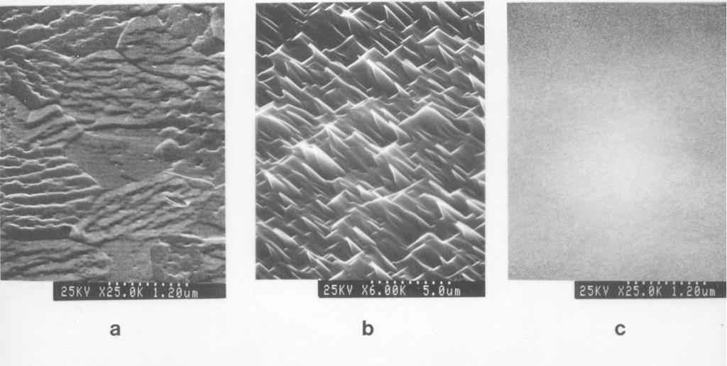 Sample Rotation During Ion Bombardment Surface Sputter through layer Sputter through layer SEM micrographs of a) aluminum surface, b) bottom of crater