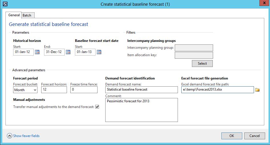 forecasting. Power users can modify the descriptions of the parameters, so that they can be understood by users without a statistical forecast background.