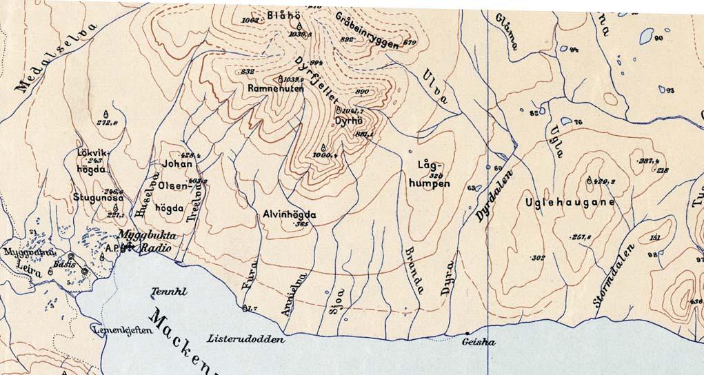 Fig. 13. Part of the 1932 map by Norges Svalbard- og Ishavsundersøkelser (NSIU) at a scale of 1:200 000.