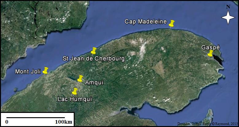 Name Beginning Altitude (m) % no data Amqui 1957 166 5,1 Cap Madeleine 1882 2 6,5 Gaspé