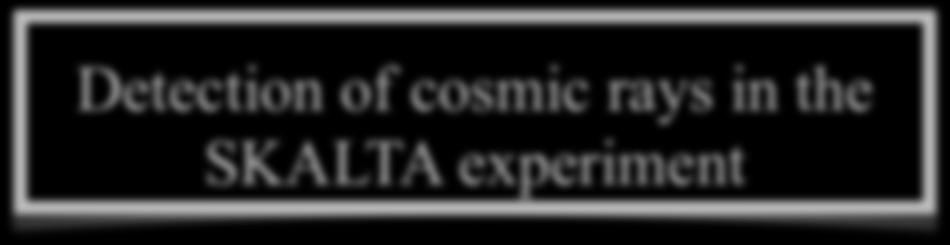 Detection of cosmic rays in the SKALTA experiment M. Bombara 1, A. Dirner 1,2, K. Kudela 2, Z.