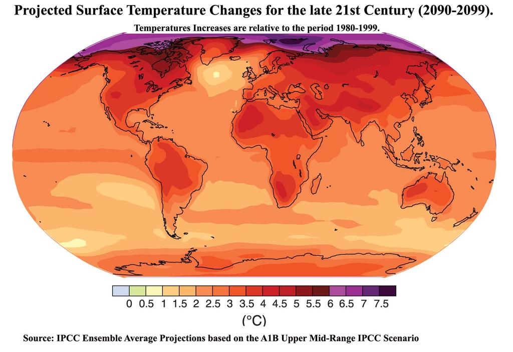 Note: The North American Region Projected Differences in Temperature Increases are also
