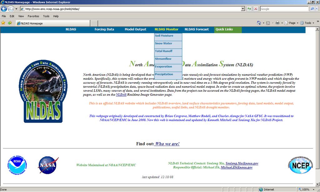 NLDAS website www.emc.ncep.noaa.gov/mmb/nldas ldas.gsfc.nasa.