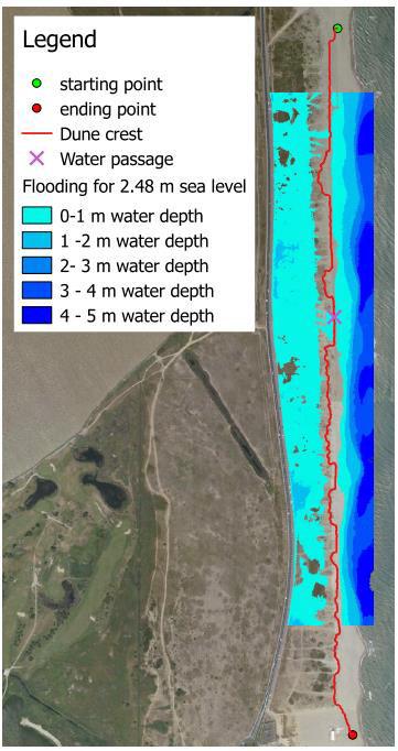 The along profile of the crest dune and the method of flooding from sea (see paragraph 4) confirm that the crest line goes through the low lying passage (see Figure 5). Figure 4.