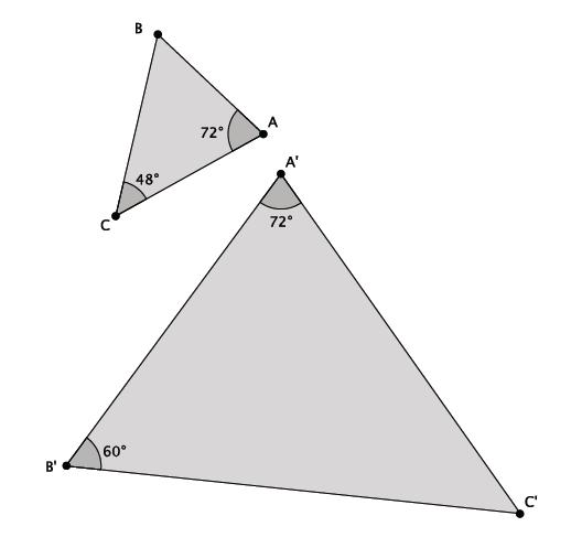 COMMON CORE MATHEMATICS CURRICULUM Lesson 10 8 3 5. Are the triangles shown below similar? Present an informal argument as to why they are or why they are not. Yes, ABC~ A B C.