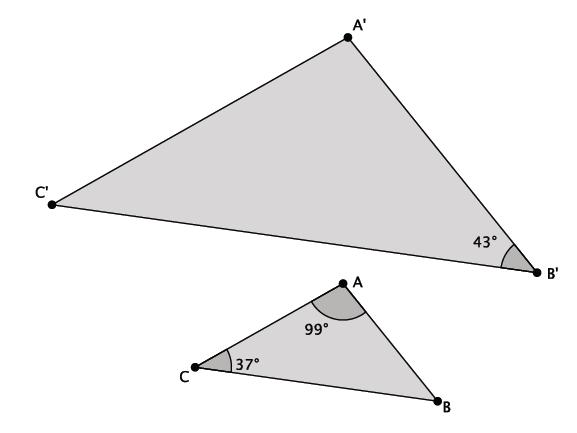 COMMON CORE MATHEMATICS CURRICULUM Lesson 10 8 3 3. Are the triangles shown below similar? Present an informal argument as to why they are or why they are not. No, ABC is not similar to A B C.