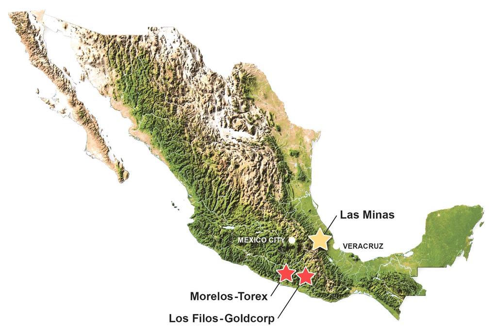 Las Minas Has Similarities To Major Producers In Adjacent Guerrero Belt The Guerrero gold belt in southwestern Mexico hosts multiple world class Au and Au-Ag-Cu skarn deposits.