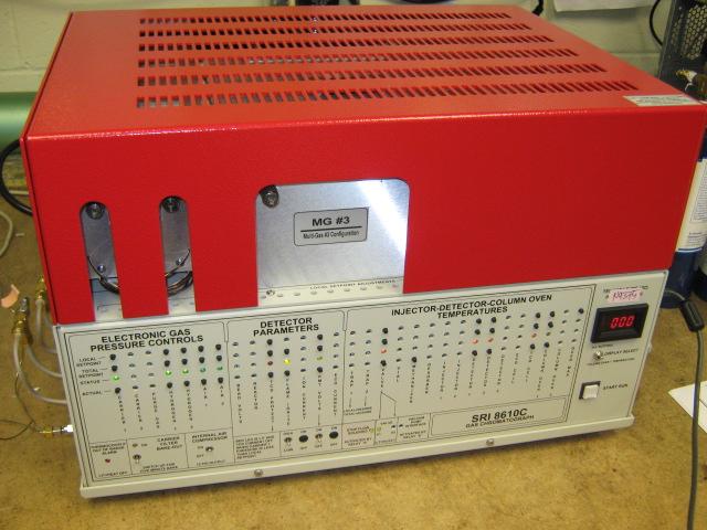 The SRI Model 8610C Gas Chromatograph ( GC ) configured as a MultipleGas#3 plus Sulfur is designed to measure H2, O2, N2, CO, CO2, H2O, C1 through C5