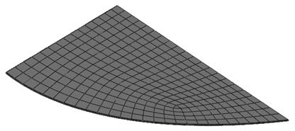 meshes used for structural dynamics and aerodynamics calculations are shown in Figs. 3 and 4, respectively. Prism layer mesh near the leading edge of strake is shown in Fig. 5. Fig. 4 CSD mesh for strake Fig.