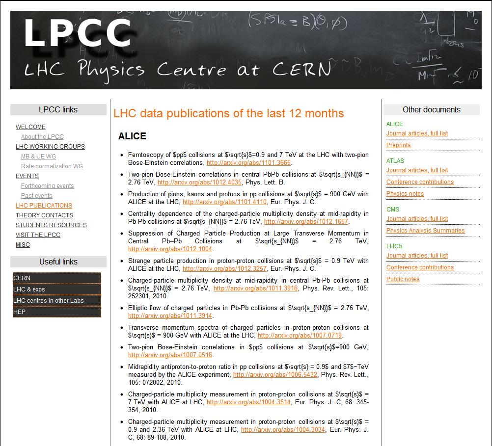 LHC data publications of the last 12 months