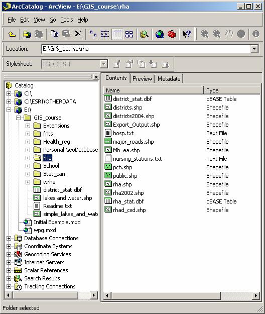 Preview and Metadata The catalog tree shows the available data sources both locally, and remotely.