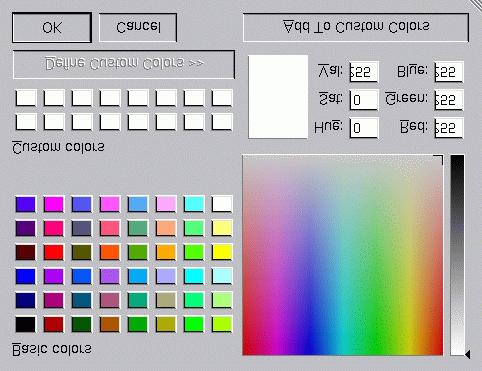 There are several ways to select a colour: - Click on one of the Basic colors. - Click on the colour palette.