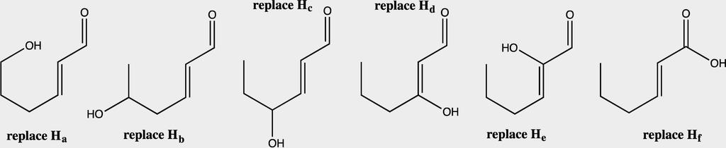 (In the cases of H a, H b, and H c, substitute only one designated H with an OH.) Which of the new OH groups would have localized lone pairs on oxygen?