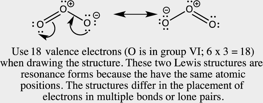 Propose two reasonable structures of ozone, O 3, that differ in electron delocalization and do not contain a ring.
