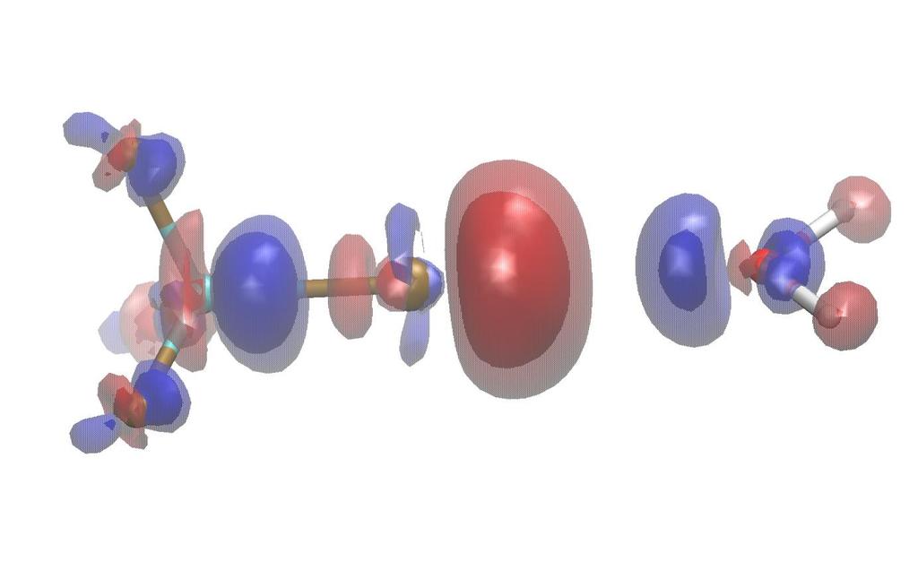 10 Figure 3. The shift in MP2/aug-cc-pVTZ electron density observed for the CF3Cl:OH2 complex using the unperturbed monomers as the reference electron density.